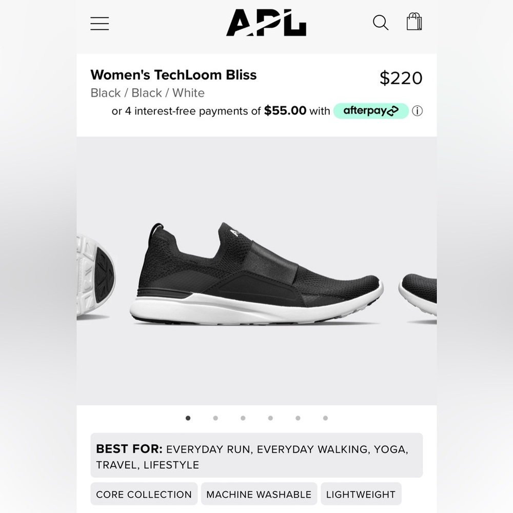 Athletic Propulsion Labs (APL) TechLoom Bliss — 8, Black / Black / White